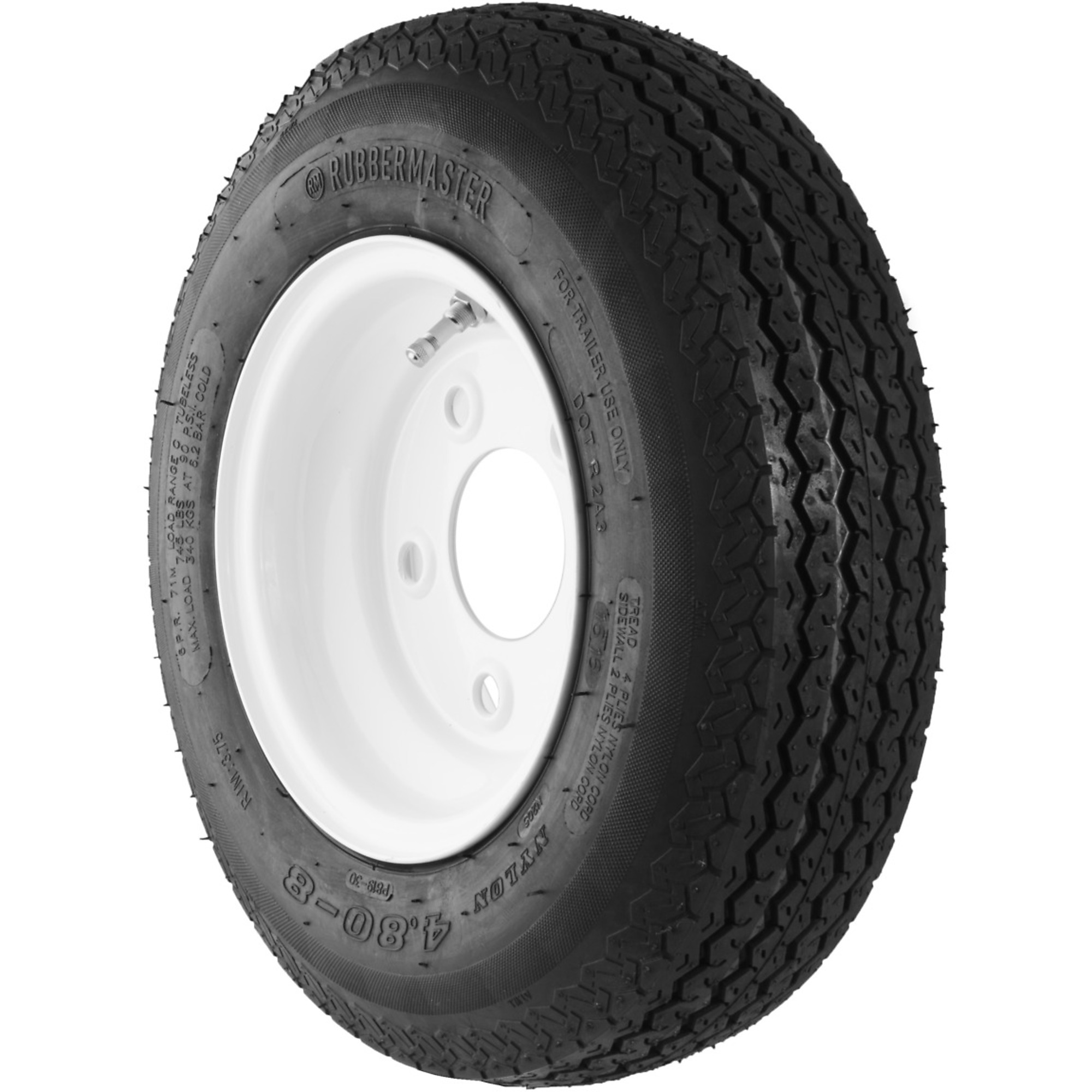 RubberMaster Tire and Rim Assembly - 4.80-8, 6 Ply, SteelMaster Rim, Model# 598924